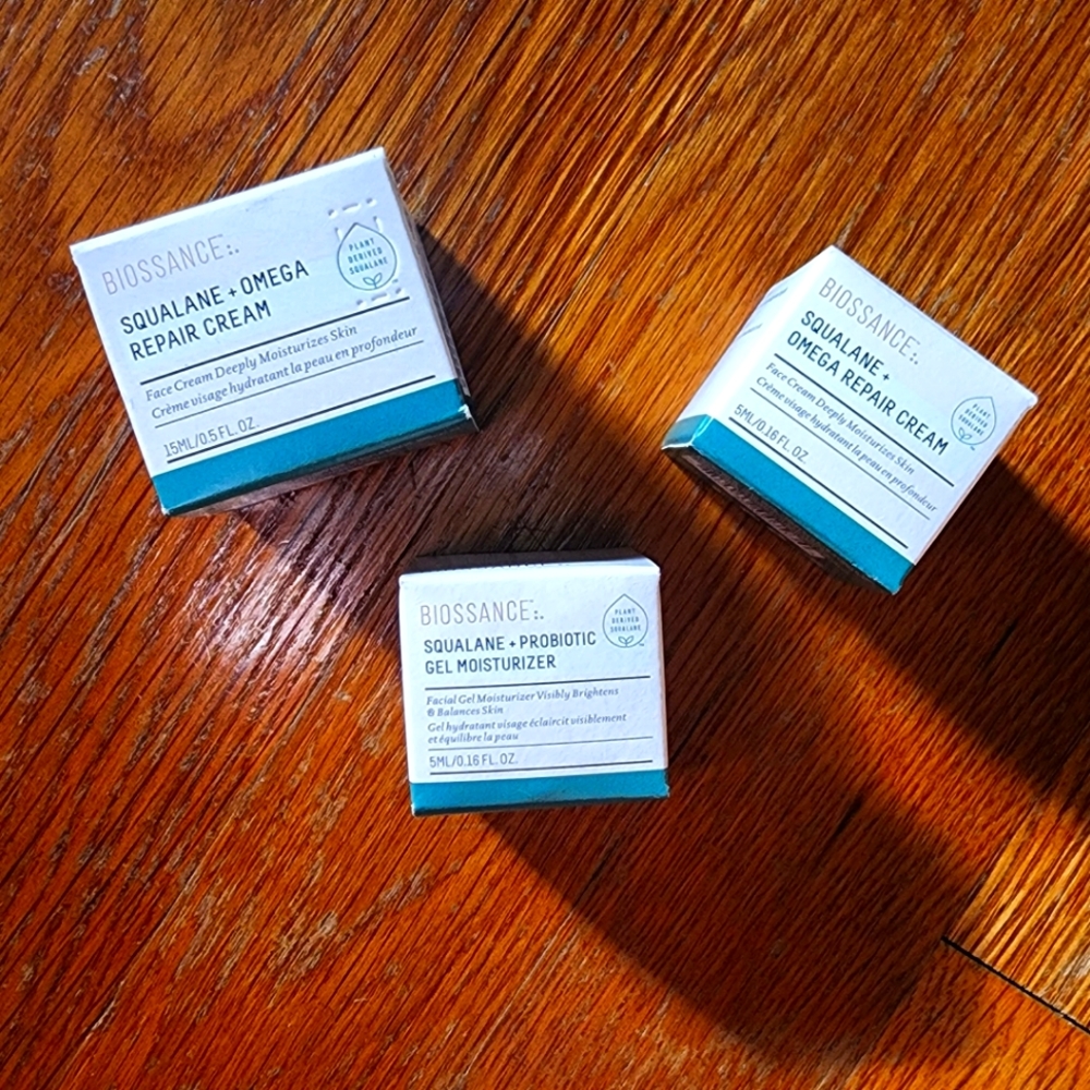 NWT NIB Biossance Trio of Travel & Trial Size Squalene Omega Probiotic Skincare